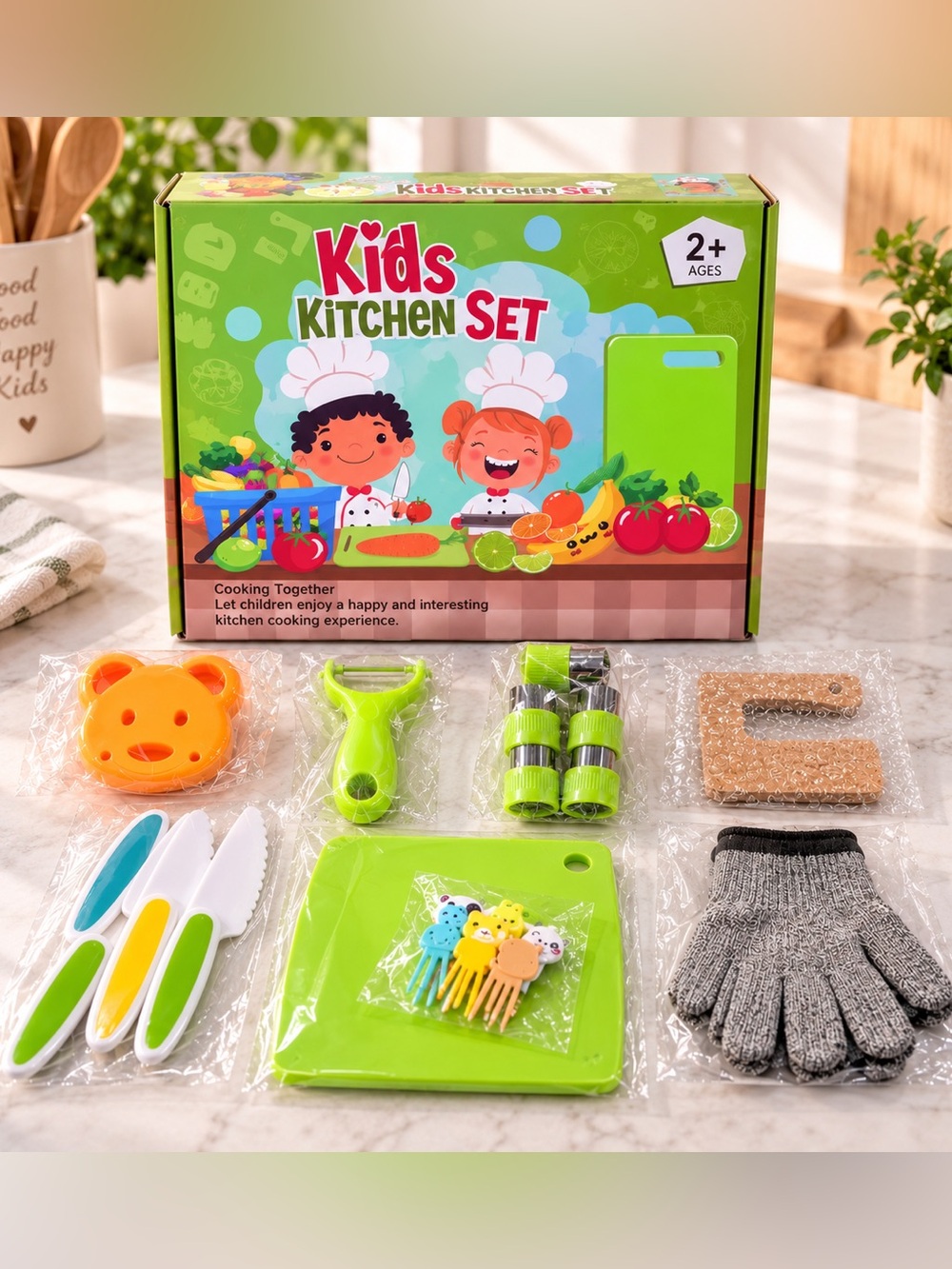 Kids Real Cooking Set 28 Pieces Child-Sized Kitchen Tools Ages 2+